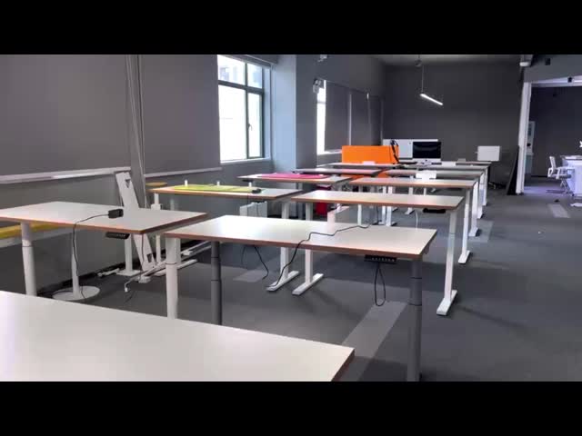 Melamine Height Adjustable Standing Desk Wooden With PVC Edging