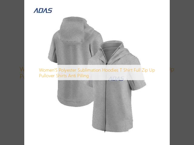 Women'S Polyester Sublimation Hoodies T Shirt Full Zip Up Pullover Shirts Anti Pilling