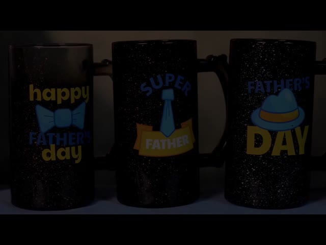 Father's Day Cup 520 Ml With Gradient Black Sprayed And Dot Sprayed And Decal Fired Cup