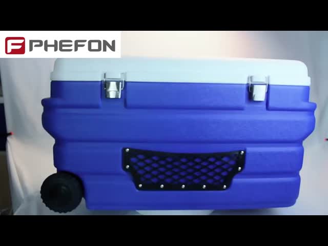 Phefon 90L Outdoor Ice Cooler Box Large Injection Coolers With Wheels Cold Chain Box  For Temperature-Sensitive Products