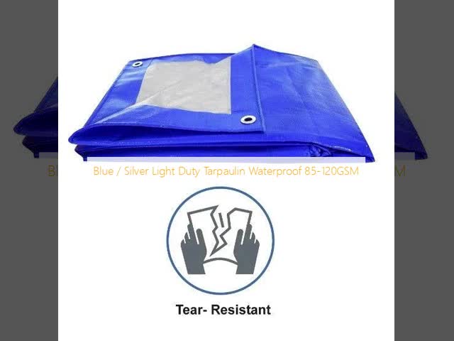 Blue / Silver Light Duty Tarpaulin Waterproof 85-120GSM