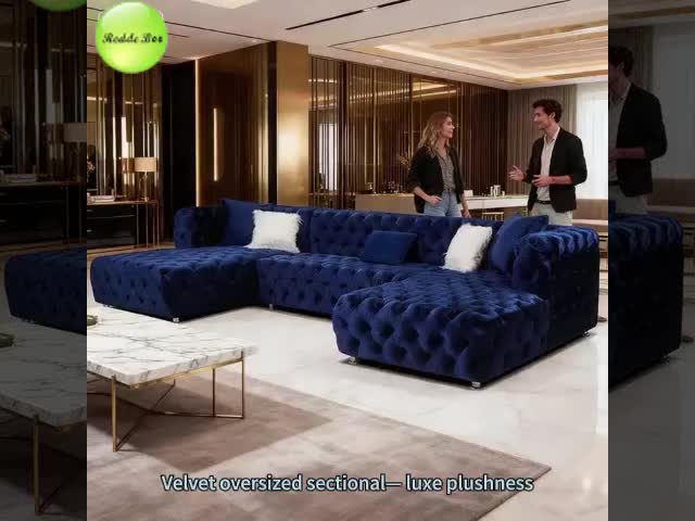 Velvet Oversized Sectional: Full-Tufted, Modern Art Accent – Ideal for Luxe, Bold Contemporary Interiors