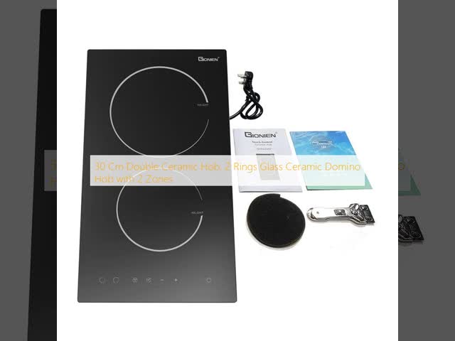 30 Cm Double Ceramic Hob, 2 Rings Glass Ceramic Domino Hob with 2 Zones