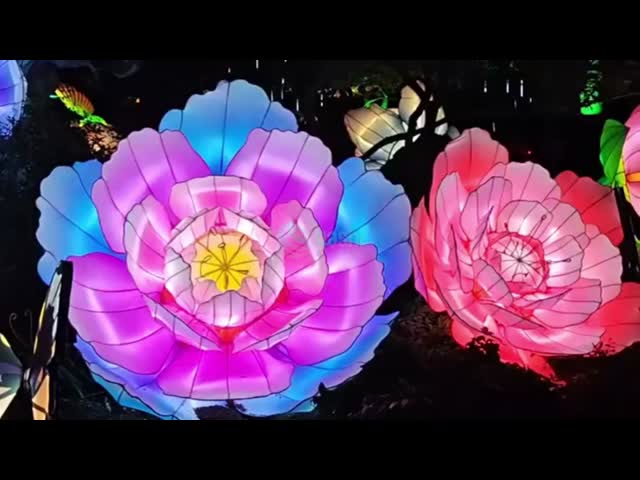 LED Peony Lantern Device - Night Garden Colorful Floral Butterfly Light Decoration