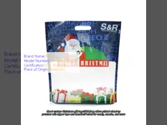 Специальное печатное стендовое пакетное резьбовое стекло Рождественские подарки с отверстием для ручки