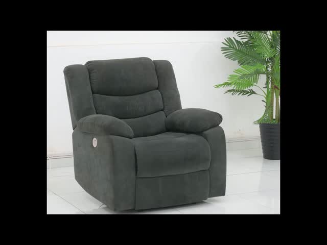 Power Recliner Chair, Black Fabric