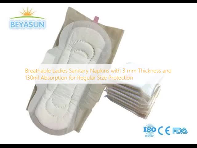 Breathable Ladies Sanitary Napkin with 3 mm Thickness and 130ml Absorption for Regular Size Protection