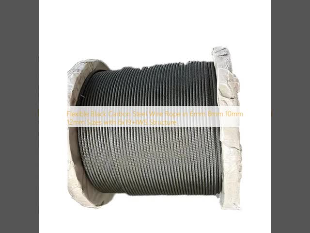 Flexible Black Carbon Steel Wire Rope Cable in 6mm 8mm 10mm 12mm Sizes with 6x19+IWS Structure