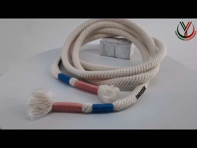 Woven Yarn Head 6mm Round Cotton Drawstring Cord For Garments