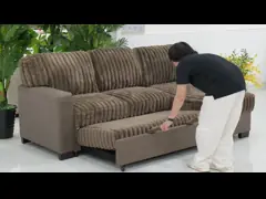 L-Shaped Reversible Sectional Sleeper Sofa with Pull-Out Bed and Dropdown Table and Storage, Brown & Dark Brown Fabric