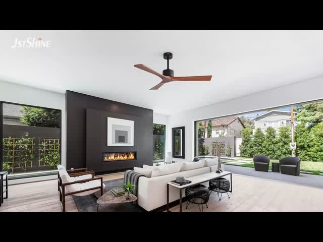 52 Inch Solid Wood Ceiling Fan Quiet DC Motor Modern Design for Living Room and Bedroom Use
