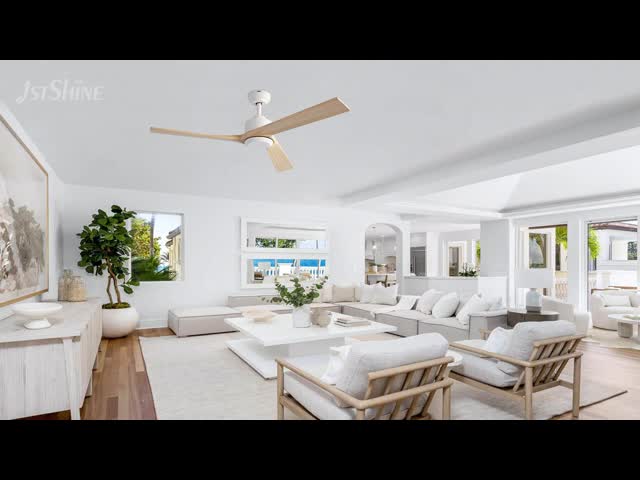 52 Inch Solid Wood Ceiling Fan with Premium Wood Blades and 6-Speed Remote Control