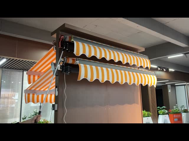 Retractable Patio Awning with LED Light Waterproof Sunshade for Cafe Villa Garden