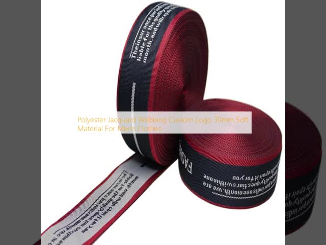Polyester Jacquard Webbing Custom Logo 30mm Soft Material For Men's Clothes