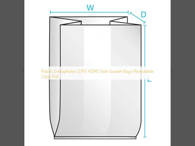 Plastic Cellophane LDPE HDPE Side Gusset Bags Resealable Clear Flat