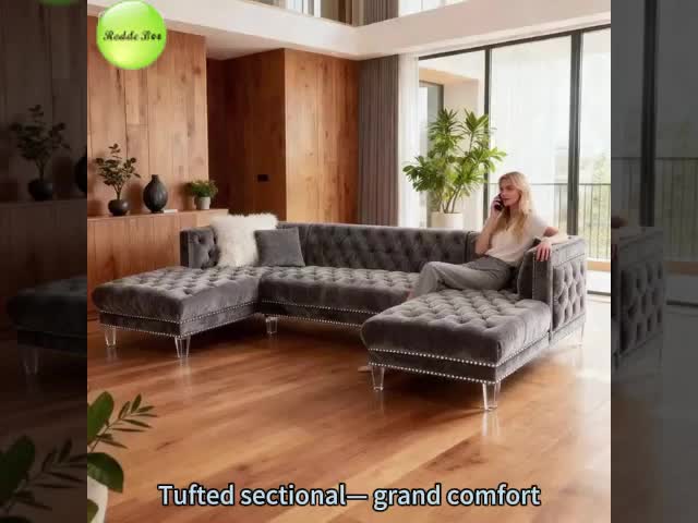 Tufted Sectional: Grand Comfort, Artful Vibe – Transform Home into a Sophisticated Design Sanctuary