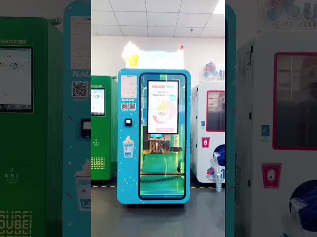 Customized color logo ice cream vending machine with automatic self-cleaning, pre cooling and preservation function R404A refrigerant