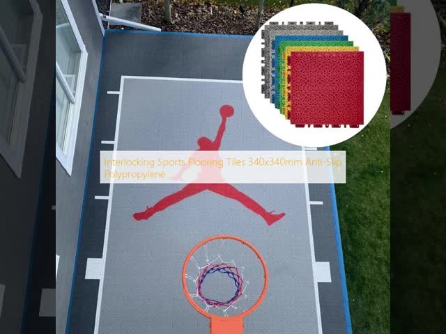 Interlocking Sports Flooring Tiles 340x340mm Anti-Slip Polypropylene