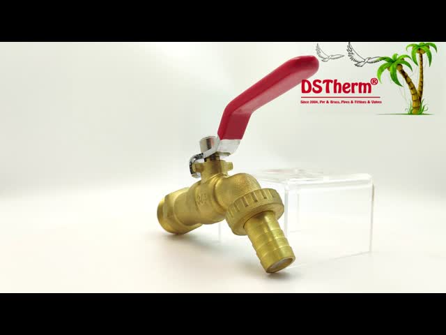 Gold Plated Heavy Duty Classic Red Iron Handle Bibcocks Water Spout Faucet Spigot Water Tap 3/4