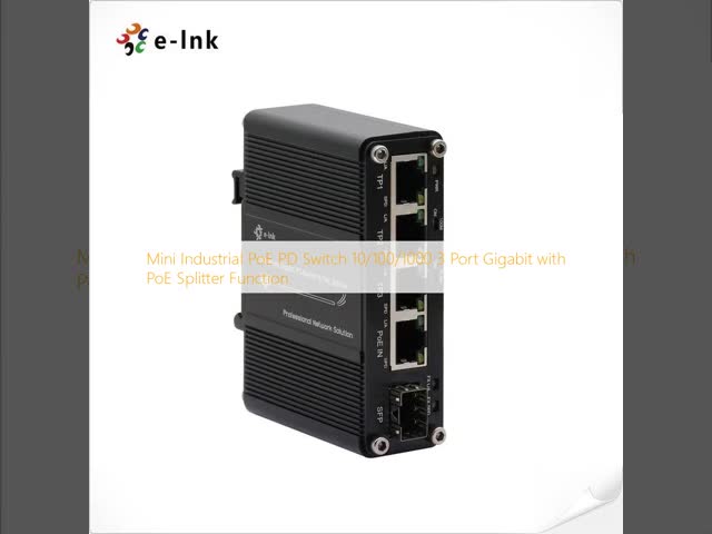 Mini Industrial PoE PD Switch 10/100/1000 3 Port Gigabit with PoE Splitter Function