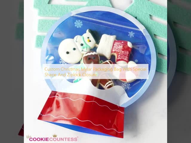Custom Christmas Mylar Packaging Bag With Special Shape And Ziplock Closure