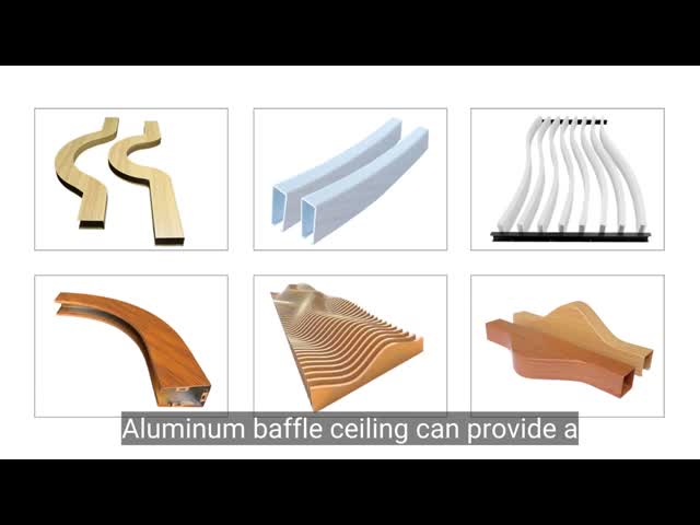 Curved aluminum baffle ceiling