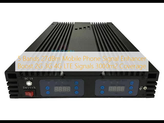 5 Bands 27dBm Mobile Phone Signal Enhancer Boost 2G 3G 4G LTE Signals 3000m2 Coverage
