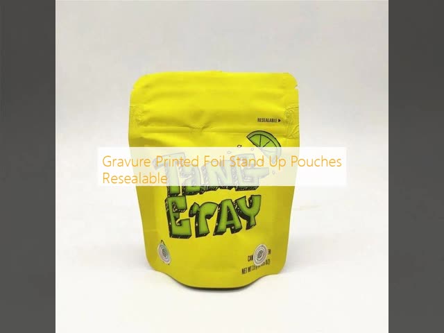 Gravure Printed Foil Stand Up Pouches Resealable