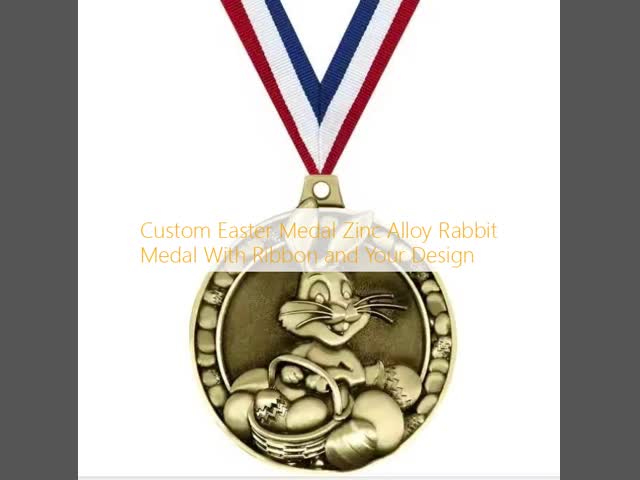 Custom Easter Medal Zinc Alloy Rabbit Medal With Ribbon and Your Design