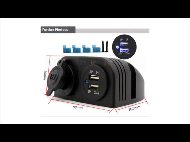 12V-24V Marine Power Socket with Dual USB Ports and IP68 Waterproof Rating for Boats and Cars