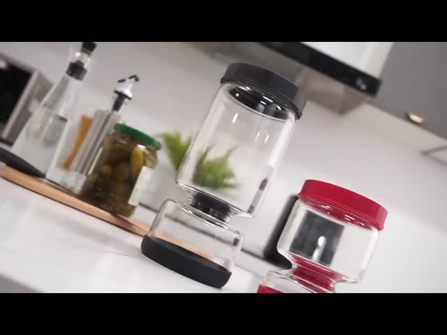 IKOO High Borosilicate Glass Pickle Jar with Airtight Lid and Silicone Partition for Easy Pickle Retrieval