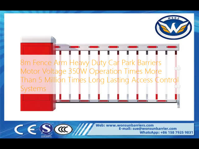 8m Fence Arm Heavy Duty Car Park Barriers Motor Voltage 350W Operation Times More Than 5 Million Times Long Lasting Access Control Systems