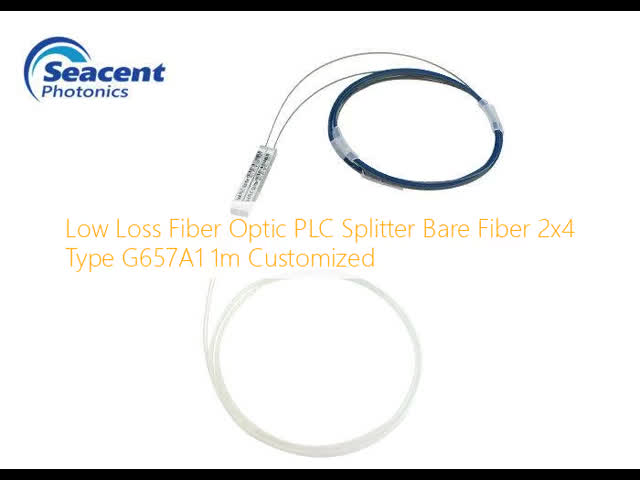 Low Loss Fiber Optic PLC Splitter Bare Fiber 2x4 Type G657A1 1m Customized