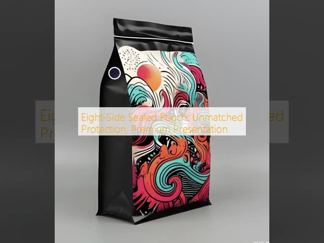 Biodegradable Resealable Closures 8 Side Seal Pouch Customized Printed Flat Bottom