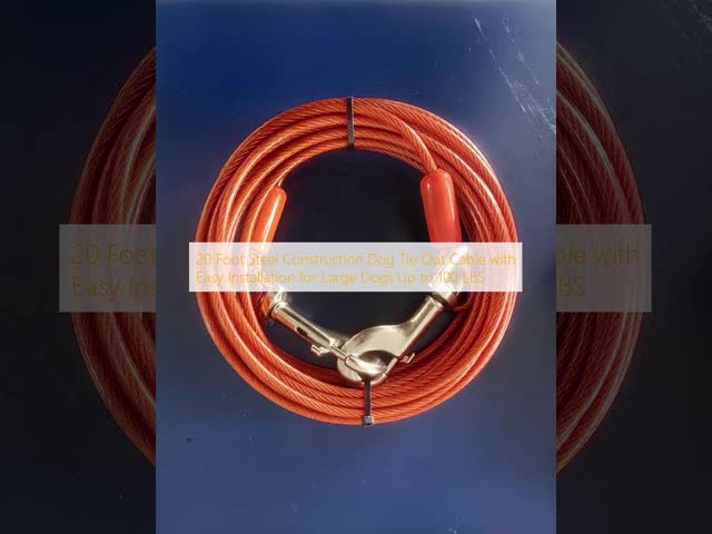 Heavy Duty Dog Tie Out Cable with 100 Pounds Capacity and 20 Foot Length for Large Dogs