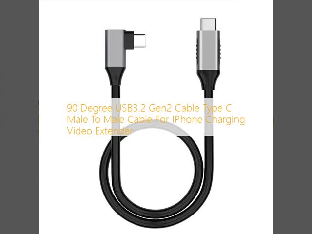 90 Degree USB3.2 Gen2 Cable Type C Male To Male Cable For IPhone Charging Video Extender