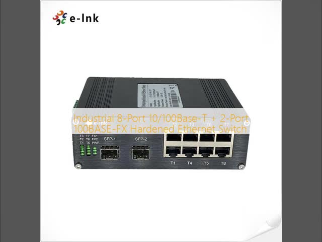 Industrial 8-Port 10/100Base-T + 2-Port 100BASE-FX Hardened Ethernet Switch