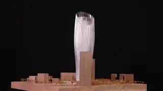 1/500 Scale Architectural Model with White and Wooden Elements