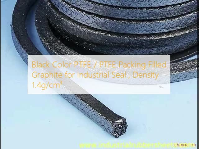 Black Color PTFE Packing with Graphite for Industrial Seal, Density 1.4g/cm³ and Working Temperature -240℃ to +455℃
