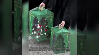 Christmas Tree Display Gift Box Transparent Window Carry Handle Holiday Packaging Festive Box