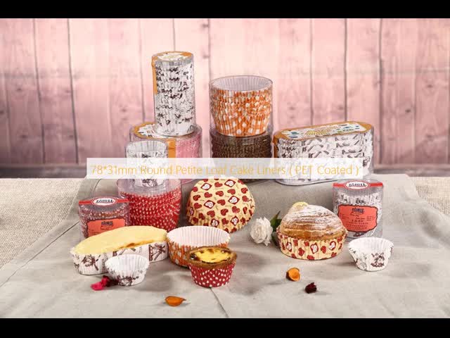 78 X 31mm Round Petite Loaf Pan Liners PET Coated Greaseproof Paper Non Stick