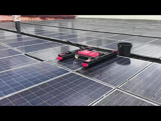 Smart Solar Cleaner Automated Solar Cleaning Robot with Automatic Water Spray Autonomous Robotic PV Washer