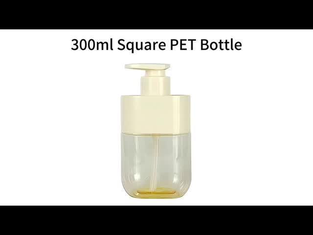 300ml PET Flat-shoulder Plastic Bottles with Lotion Pumps Complete Lotion Bottle Set Liquid Soap Lotion