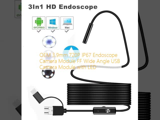 OEM 3.9mm 720P IP67 Endoscope Camera Module FF Wide Angle USB Camera Module with LED