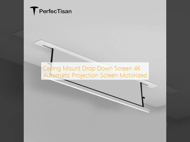 Ceiling Mount Drop Down Screen 4K Automatic Projection Screen Motorized
