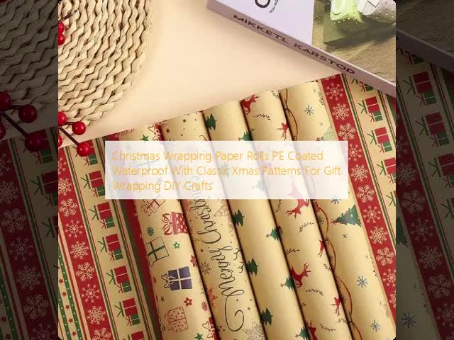 Christmas Wrapping Paper Rolls PE Coated Waterproof With Classic Xmas Patterns For Gift Wrapping DIY Crafts