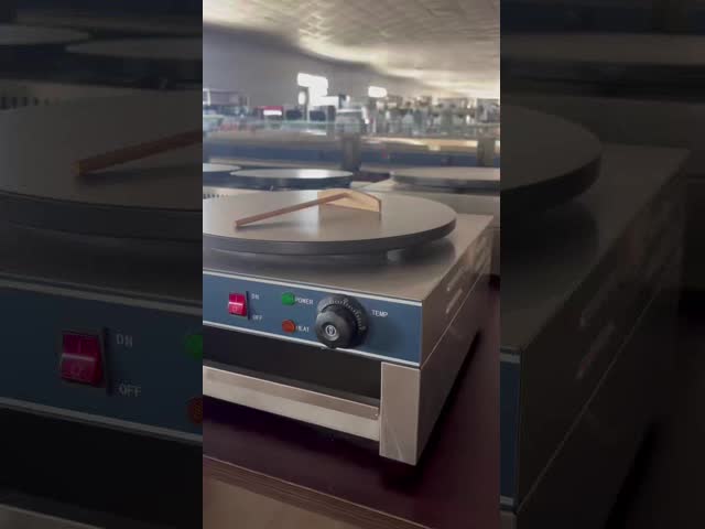 Commercial Electric Crepe Maker with Stainless Steel Construction, 400mm Non-Stick Heating Plate, and Adjustable Thermostat Control