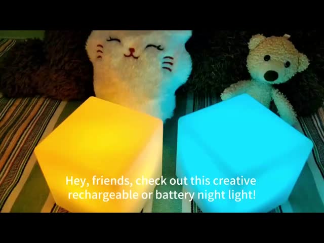 Kids LED Night Light - Rechargeable Table Lamp - Portable Outdoor Ambiance Light - Safe Plastic for Children's Bedroom & Camping