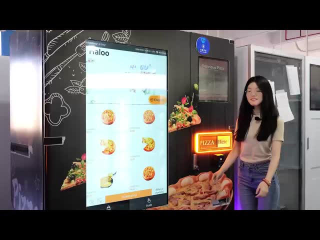 Haloo 55-inch Touchscreen Fresh Pizza Vending Machine Color-coated Steel Panel Foam