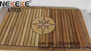 Barrel Folding Teak Table Top With Star Inlay For Boats And Yachts